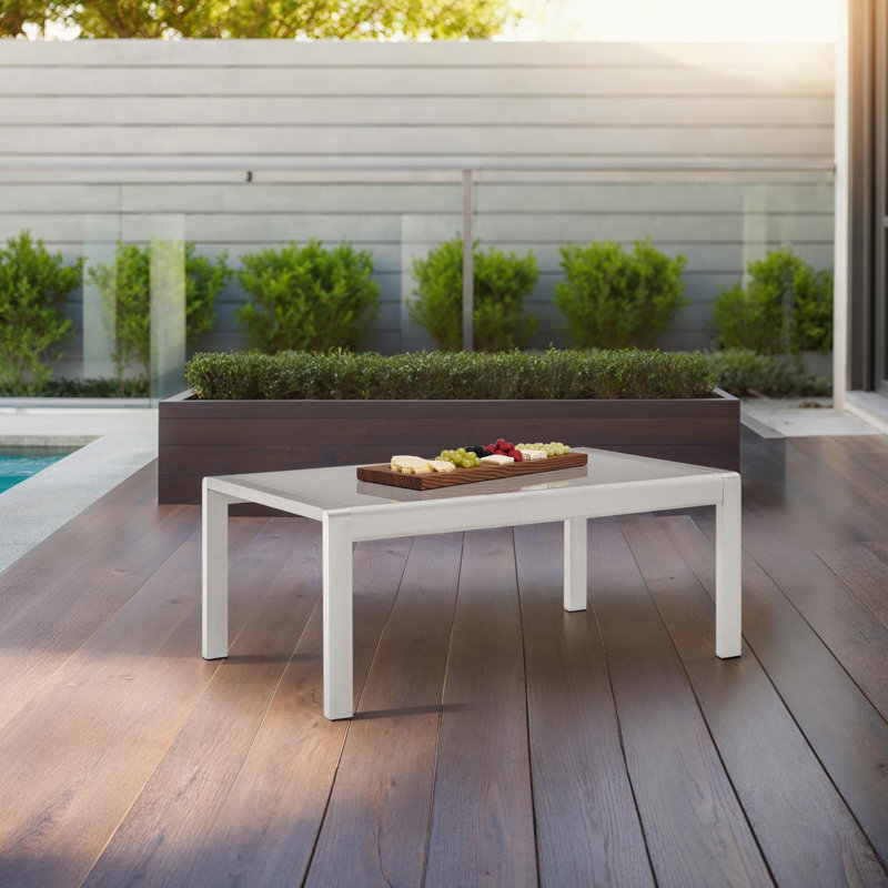 Table basse d'extérieur en aluminium et en verre trempé Magers, Gris / Gris