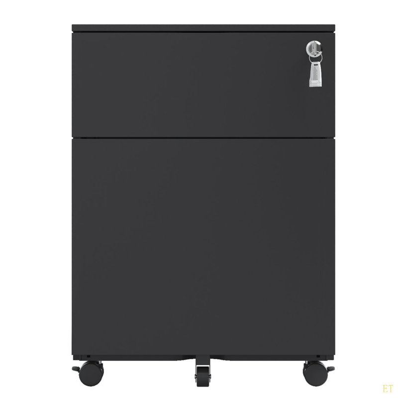 Classeur mobile à 2 tiroirs avec classeur en acier verrouillable pour format légal / lettre / A4 / F4, entièrement assemblé sauf pour les roues, conception de maison / bureau