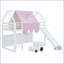 Lit mezzanine simple en bois avec structure de maison, tente, glissade et rangement-1503238068