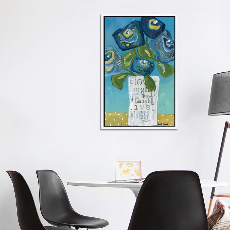 Live Laugh Love In A Vase by Jamie Morath - Print on Canvas, White Framed, 101.6 cm H x 66.04 cm W