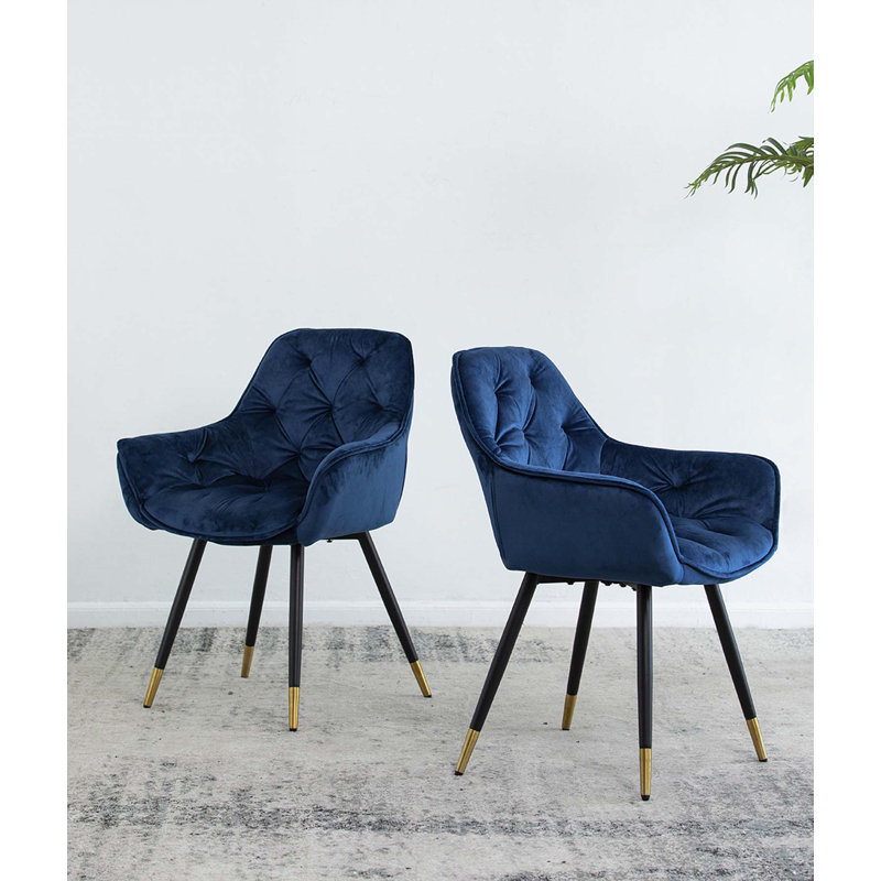18'' H Tufted Velvet Armchair, Blue