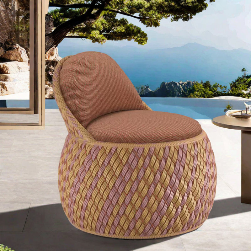 Chaises longues en rotin Lilijana PE, Rouge