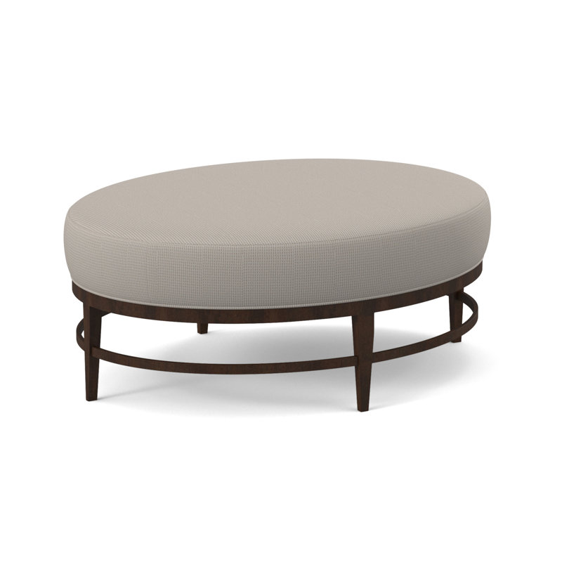 Elliptic Oval Ottoman, American Walnut, Libby Linen