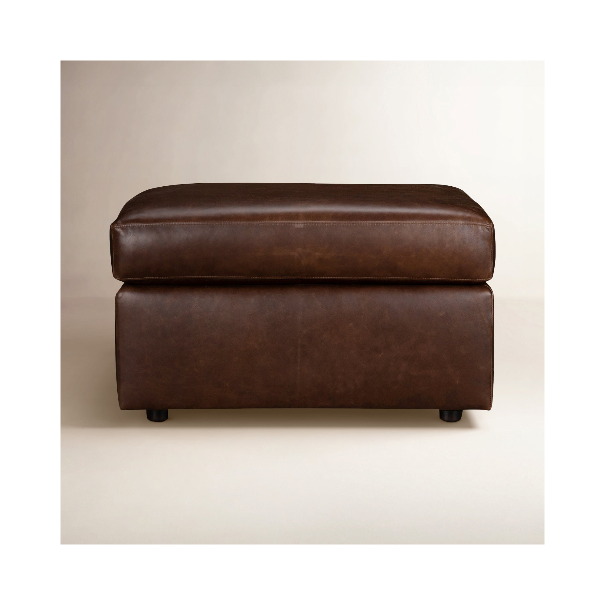 Savannah Leather Ottoman, Cordoba Camel Top Grain Leather