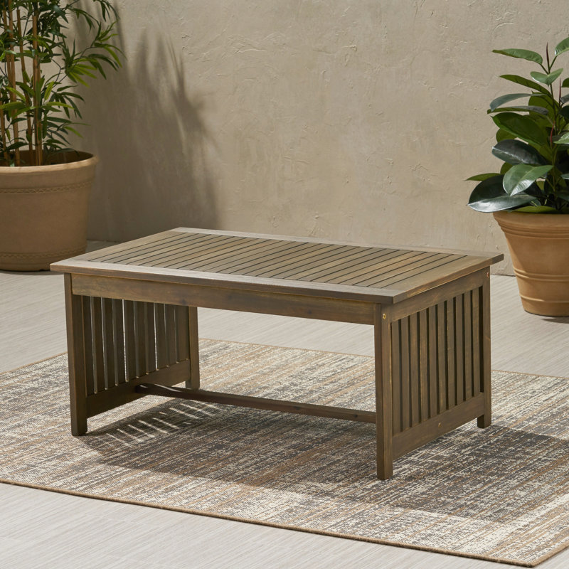 Bureau d'appoint extérieur gris en bois - Table basse pratique pour le patio Transformez votre espace