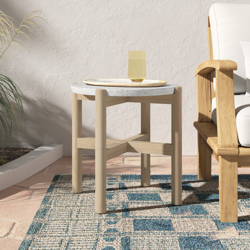 Mimi Round Acacia Outdoor Side Table , 20'' in. W 20'' in. D