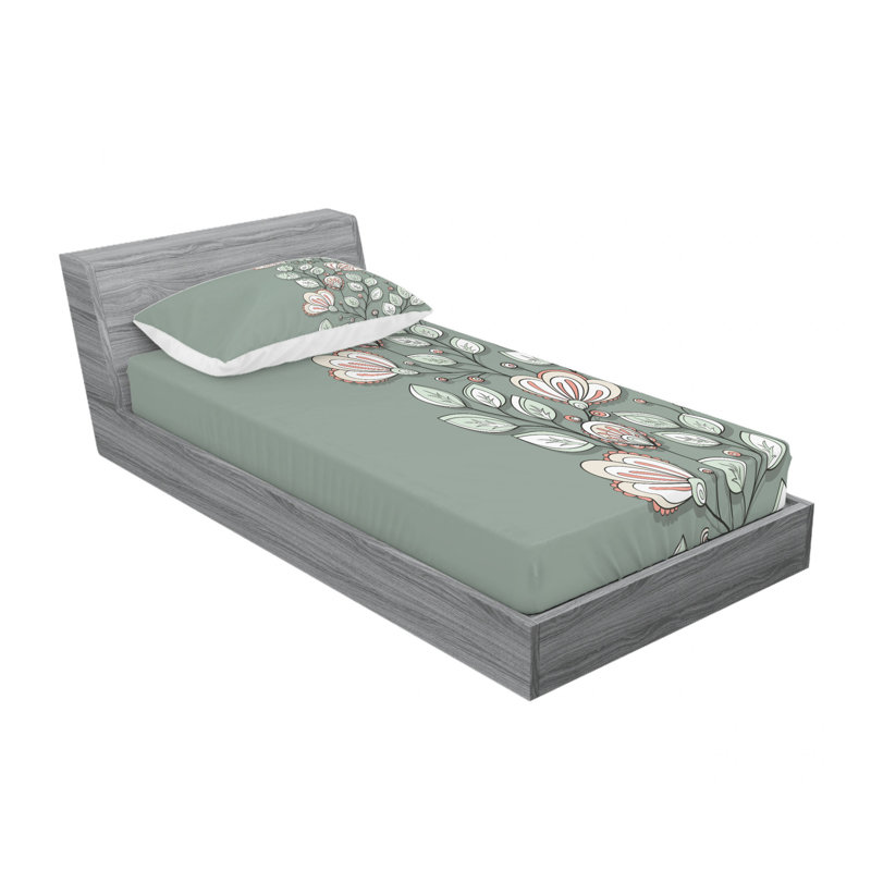 Microfiber Floral Sheet Set, Twin Sheet Set with Fitted Sheet