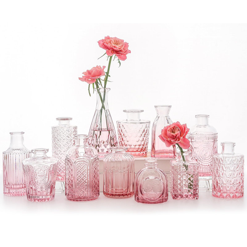Ensemble de 12 vases Bud, Rose