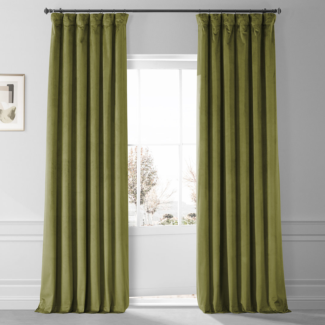 Loria Plush Velvet 100% Blackout Curtains For Bedroom, Living Room - Single Panel AllModern Curtain 