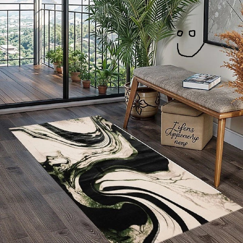 Abstract Flokati, Green, Rectangle 60 x 110 cm