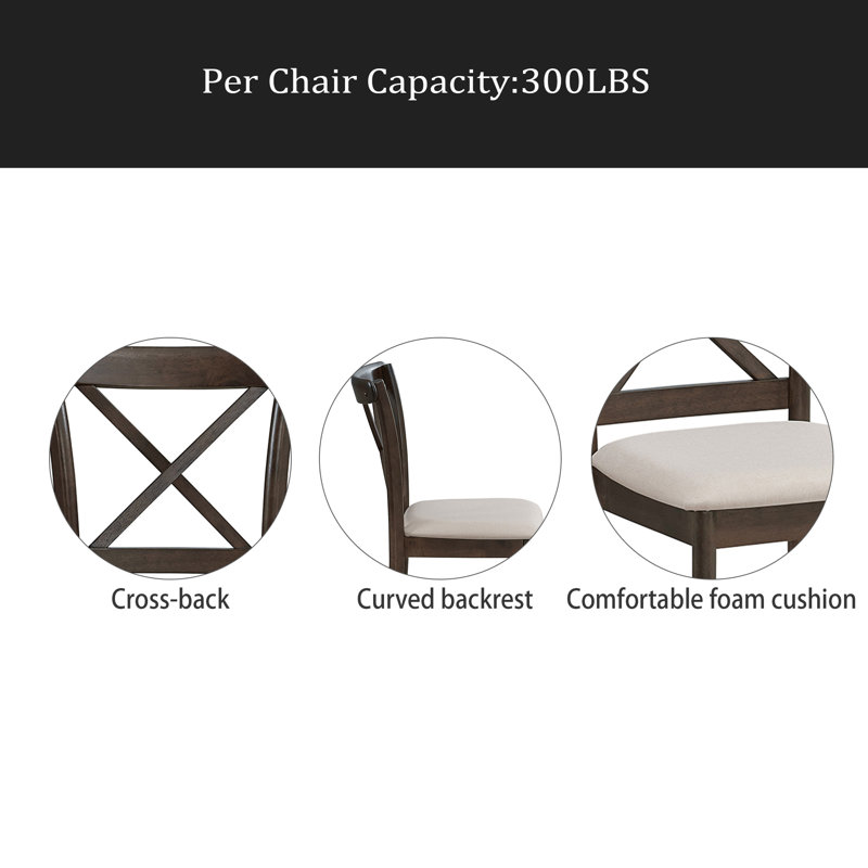 Ensemble de 2 chaises de salle à manger X, Brun, Beige