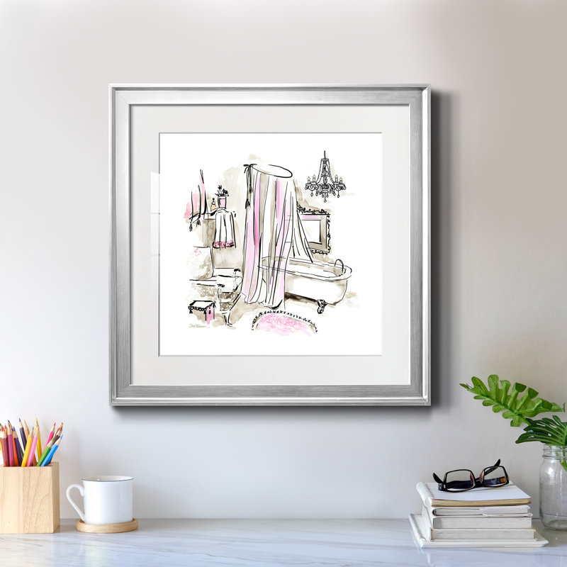«Pink Opulence I», cadre photo, H 22,5 po x l 22,5 po x P 1,5 po, Papier avec cadre argenté