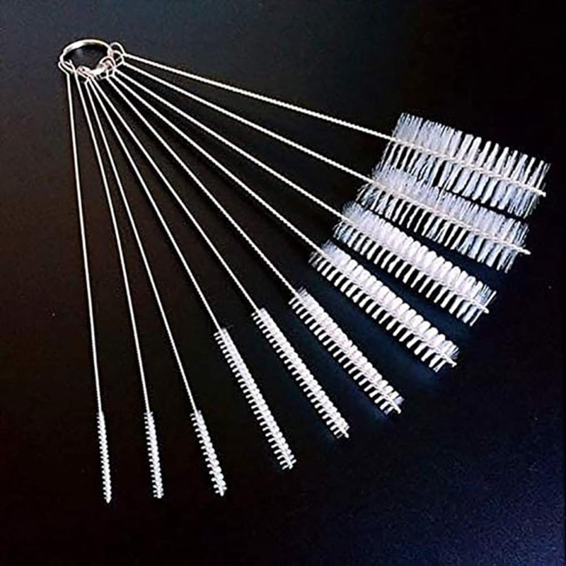 Long Straw Brush, Nylon Pipe Tube Cleaner 8-Ihch 10 Different Diameters Set Of 10