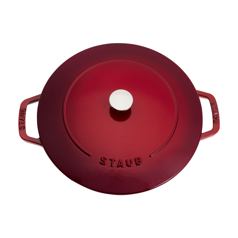 Staub Cast Iron Round Cocotte, Dutch Oven, 5.5-Quart, Serves 5-6, Made In France, Peony Pink, Cherry