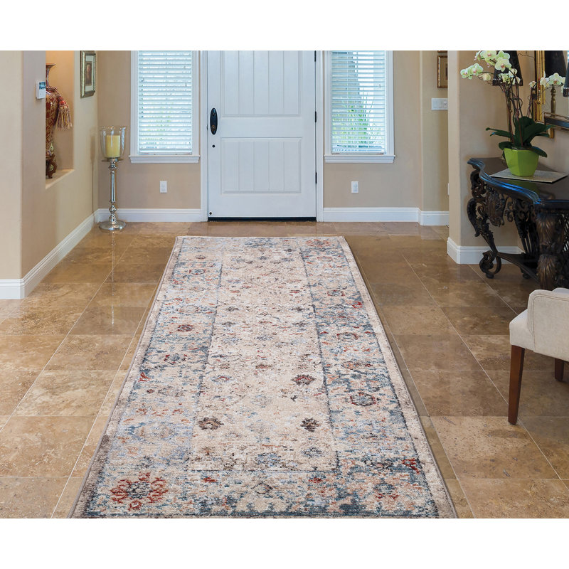 Tortelli Ivory Moroccan No Distressing Ivory Antique Aesthetic Area Rug, Runner 2'3" x 7'3"