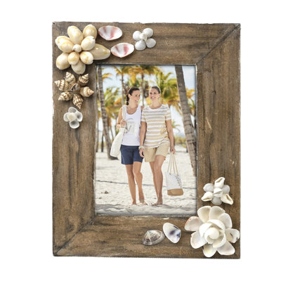 Porte-photo cadre en bois / coquille pour décoration murale 6,5 po x 0,75 po x 8,5 po