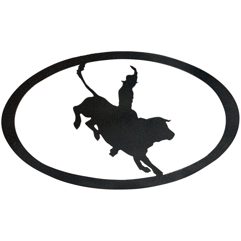 Art mural Dugout Creek Designs Western Bullrider, Noir martelé