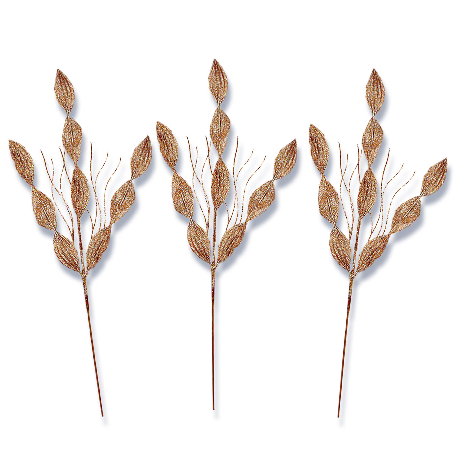 32" Leafy Glitter Picks, Rose Gold
