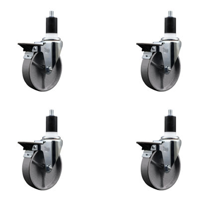 Semi Steel Swivel 1-1/2 Inch Expanding Stem Caster Set with Brake SCC