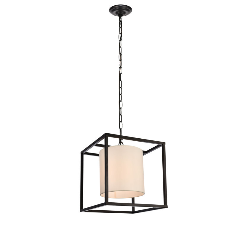 Lustre carré à 1 lumière Reinhard, Noir, H 14 po x l 12 po x P 12 po