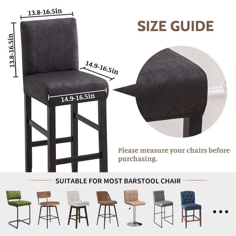 Ensemble de 4 housses de tabouret de bar, housses de siège de tabouret de bar extensibles avec dossiers, housses de chaise de bar carrées pour la cuisine, salle à manger, café