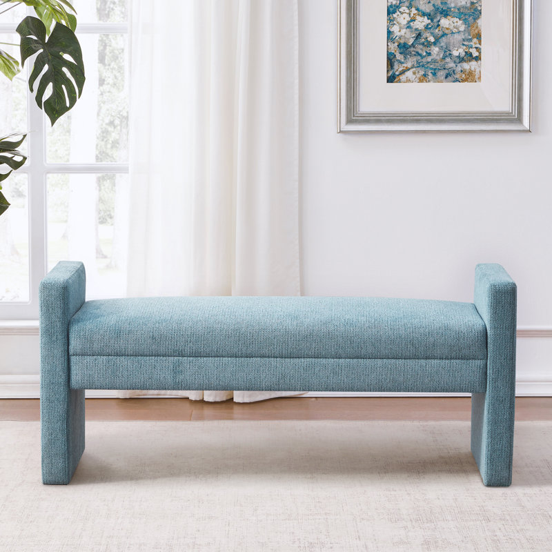 Banc rembourré en polyester 51,2 po, Bleu sarcelle