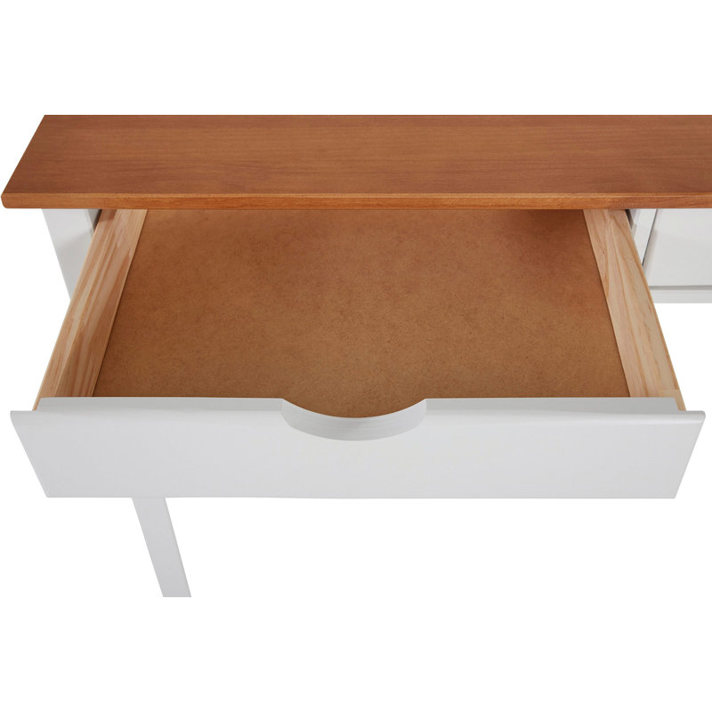 Waddell Solid Wood Writing Desk, 80cm H x 100cm W x 50cm D, White, Oak