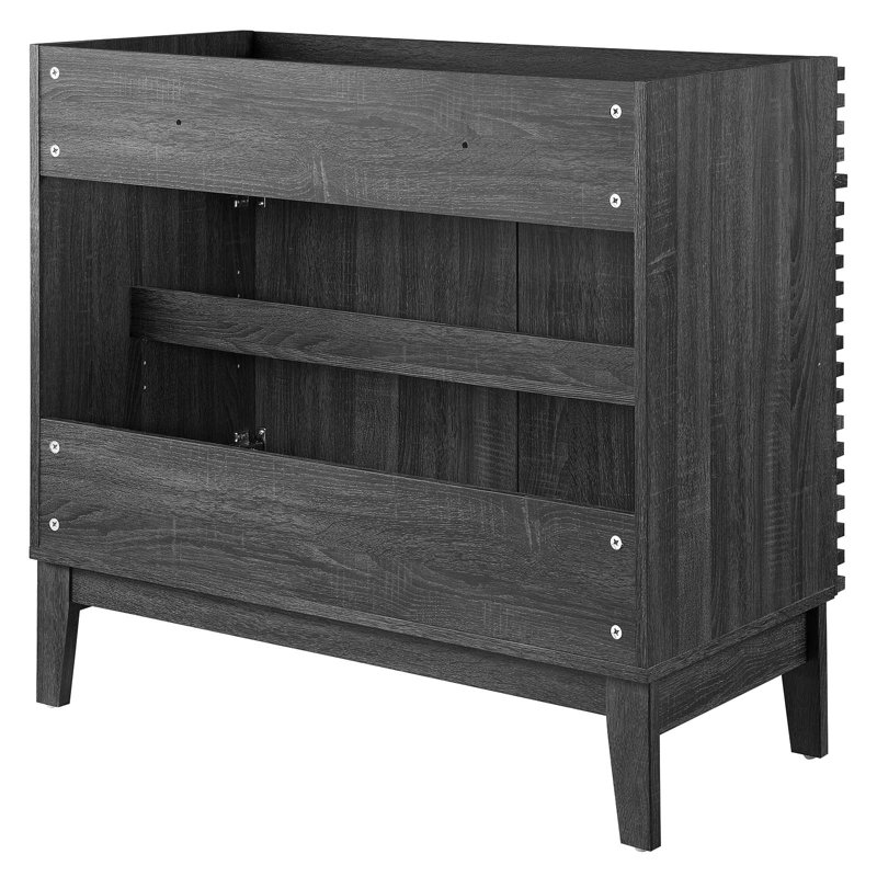 Charcoal 35" MDF and Particleboard Mid-Century Modern Bathroom Vanity