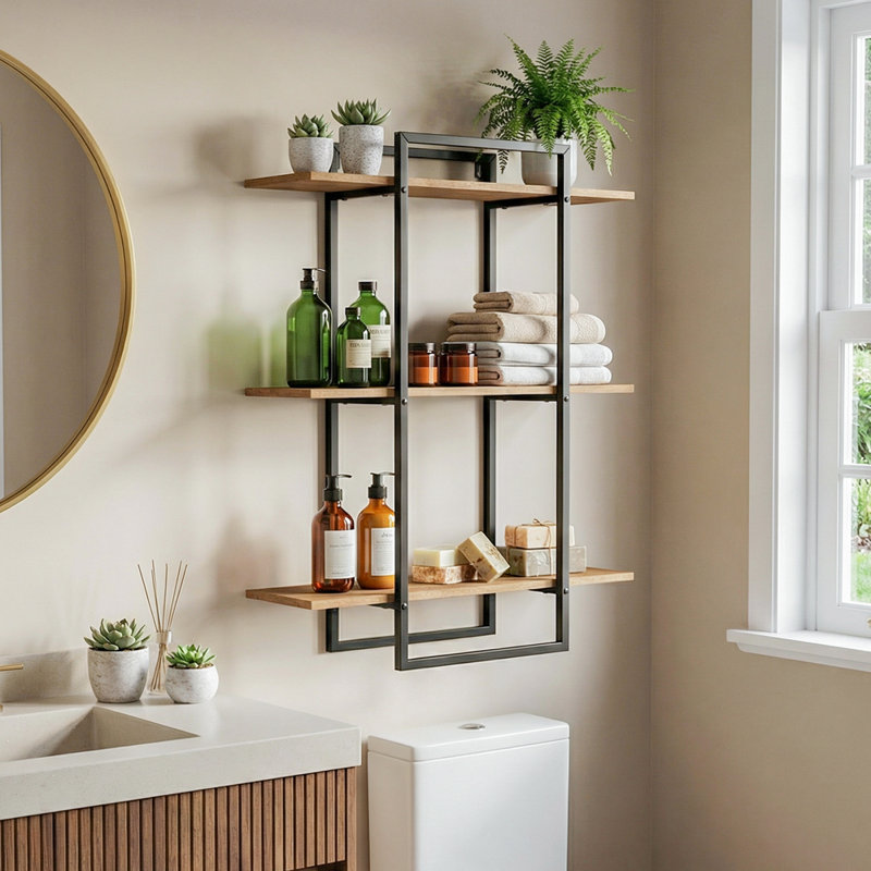 Iron,Wood Floating Shelf