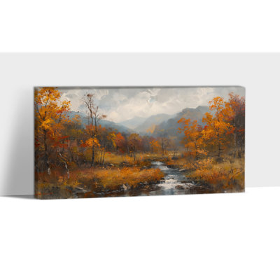 Art mural de grand paysage d'automne - peintures d'automne pour décoration murale, images d'art sur toile rétro d'automne, œuvre d'art d'automne rustique, impressions encadrées de scène naturelle pour la décoration murale, 30 po x 60 po
