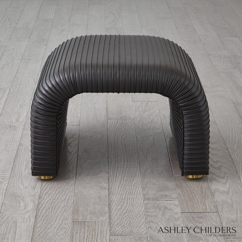 Delia Bar Stool-Antique Leather, Black