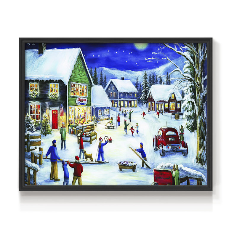 Art de Noël - Dxxxi - reproduction encadrée - réversible, H 8 po x l 10 po, Noir, noir, noir, noir