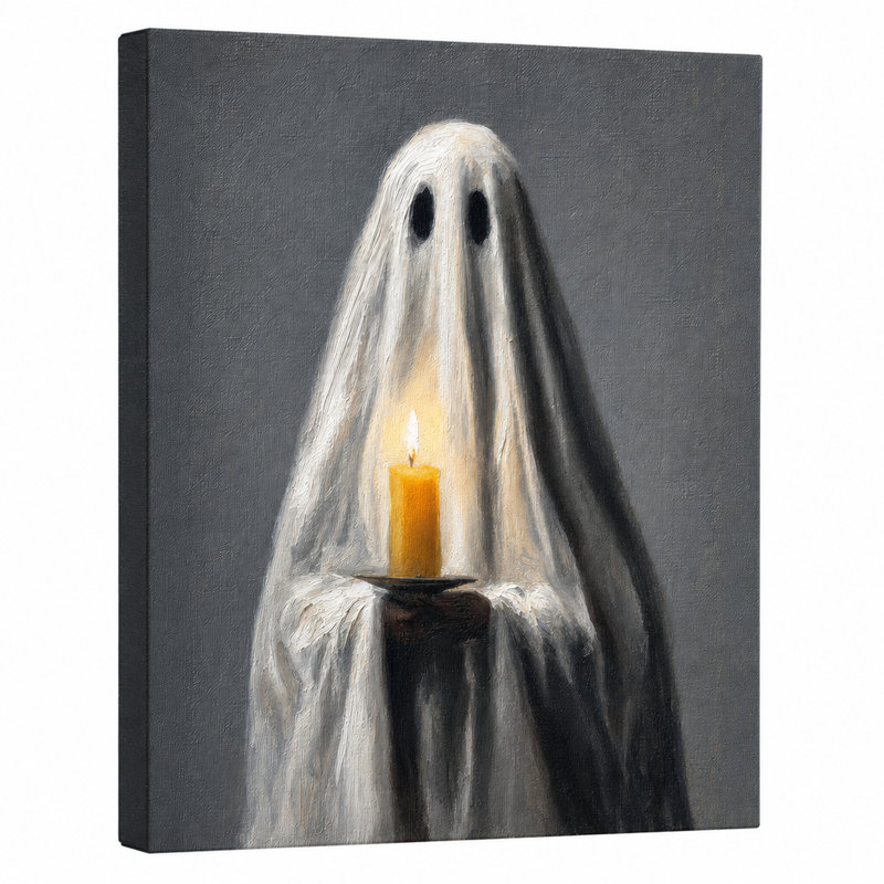 Fantôme tenant une bougie, art mural d'Halloween, H 40 po x l 30 po