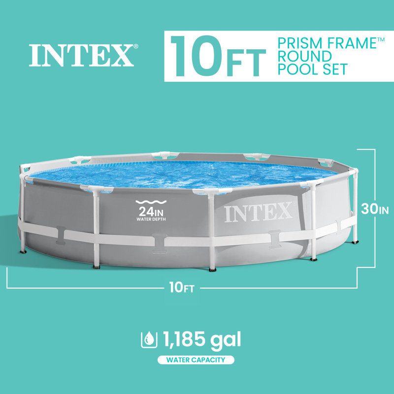 Steel Frame Set Pool, Light Gray, 10' W x 30" H
