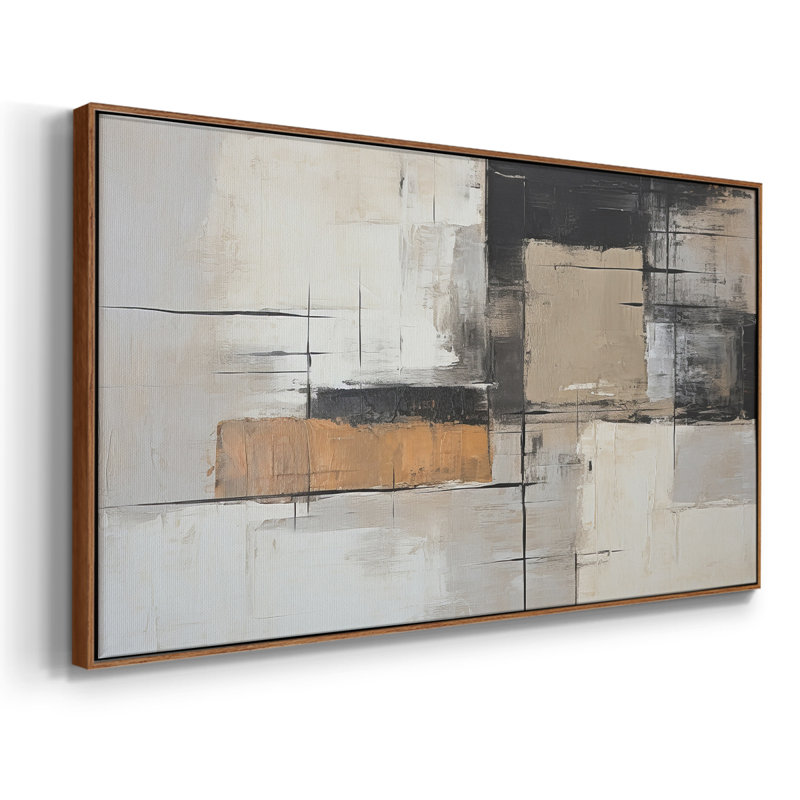 Abstrait, série CCLVII, toile tendue avec châssis, prête à être accrochée, H 17 po x l 33 po, Noyer
