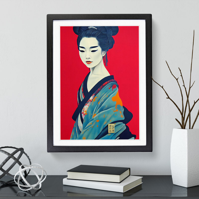 Charismatic Geisha - Single Picture Frame Print, Black, 34cm H x 25cm W x 2cm D