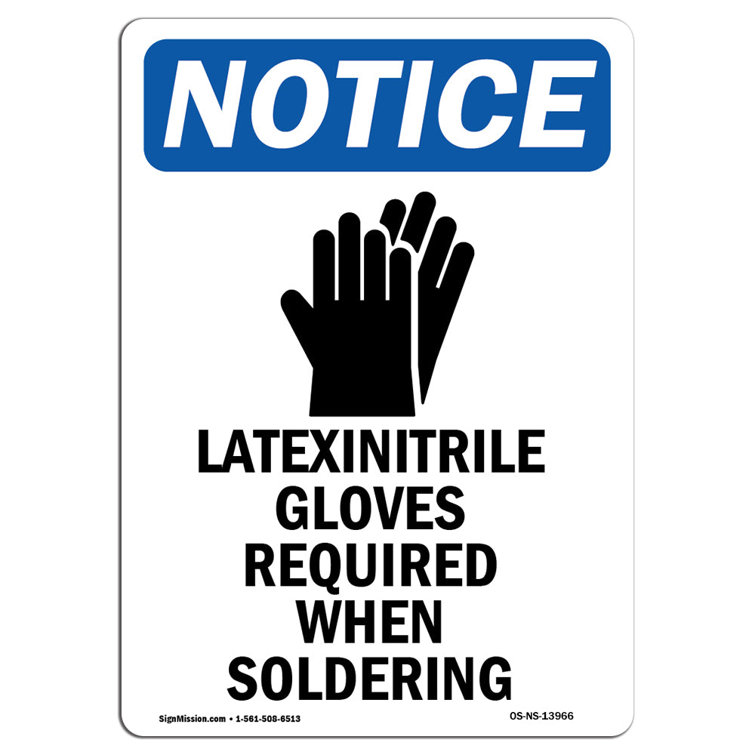 SignMission Latex Nitrile Gloves Sign with Symbol | Wayfair