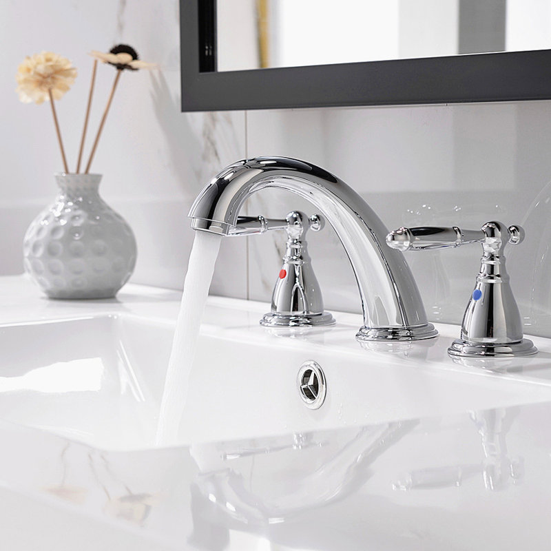 Widespread 2-handle Bathroom Faucet with Drain Assembly, Chrome