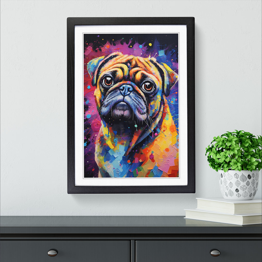 Pug Pug Pug Tachisme Art - Framed Print