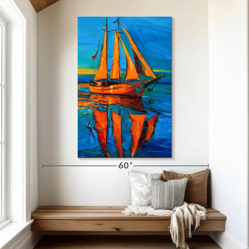 Voilier Mehar Sunlit en mer, H 51 po x l 34 po