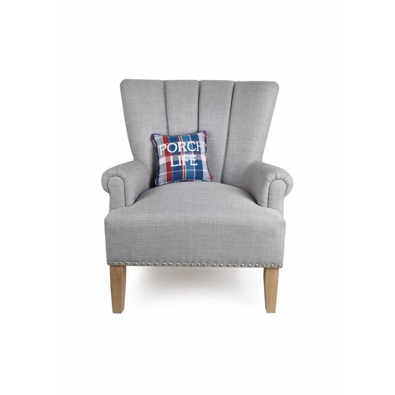 Blue and Red Plaid Embroidered Cotton Throw Pillow