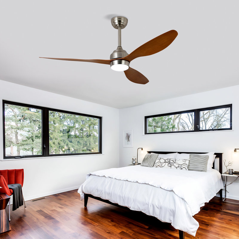 Ventilateur de plafond 52 po Farmhouse, Nickel, Marron foncé