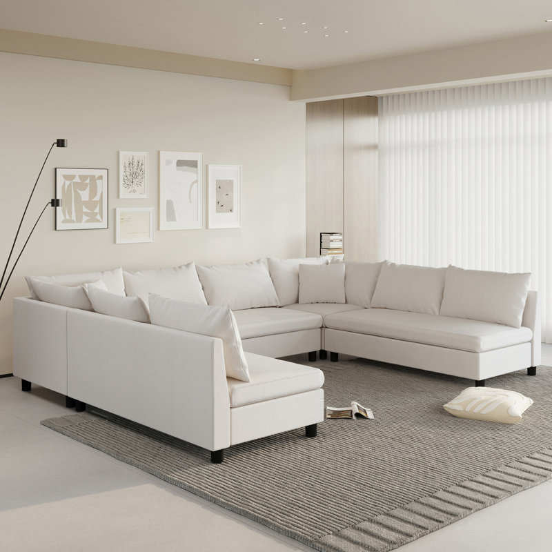 Hokku Designs Modular Sectional Sofa,Reversible U Shaped Chenille Couch ...