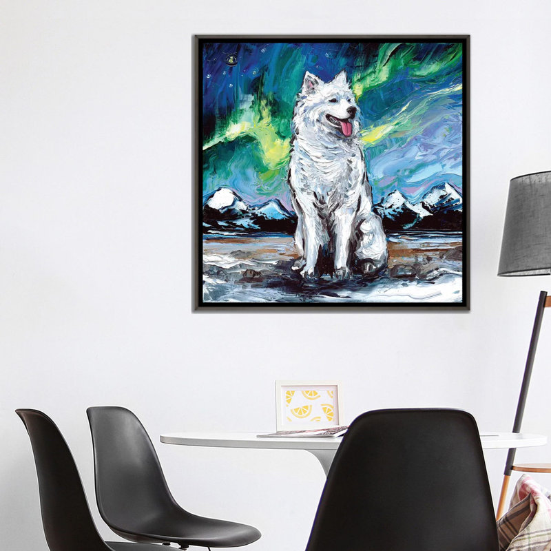 Reproduction d’art, "samoyède « night I » par aja Trèves, Pas de tapis, H 37 po x l 37 po x P 1,5 po