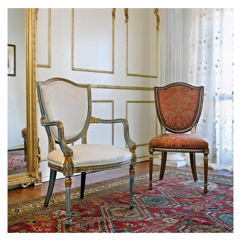 Side Chair in Brown/Red