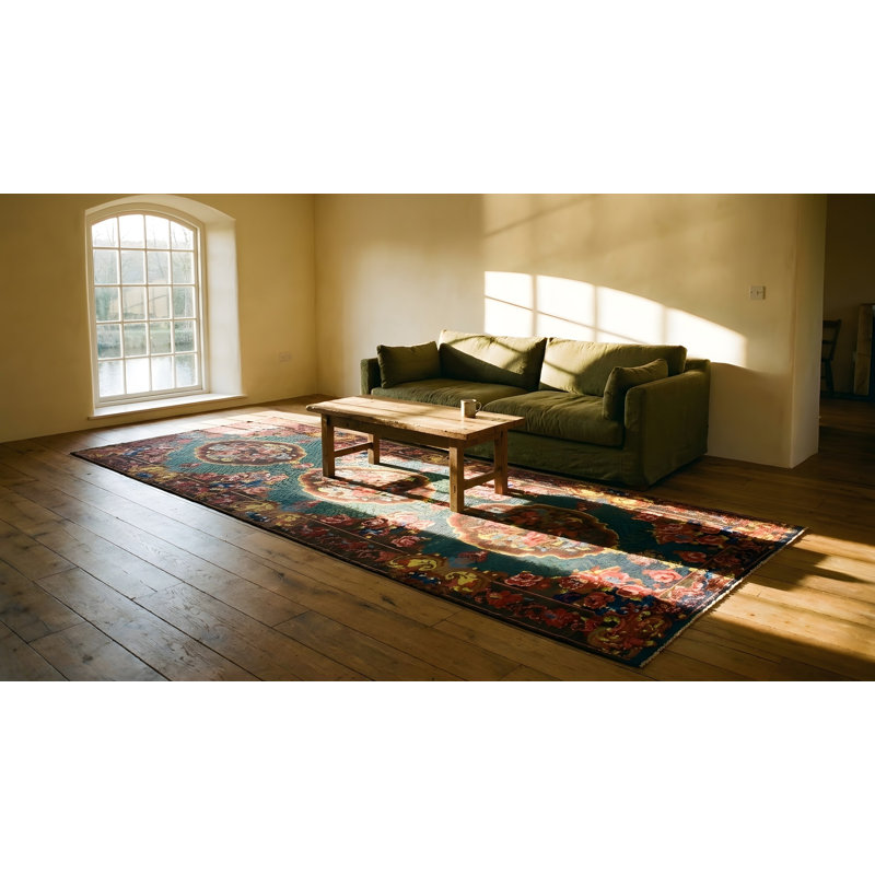 Antique Caucasian Hallway Runner Wool Green Rug