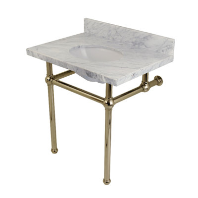 Templeton Marble Oval Console Bathroom Sink with Overflow