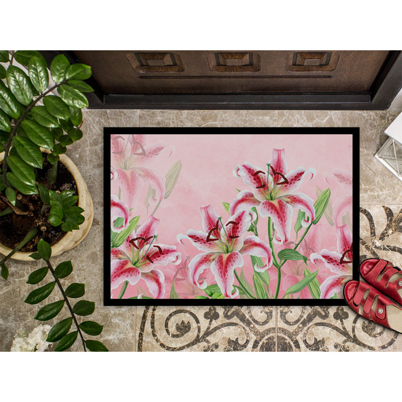 Tapis de porte d’extérieur antidérapant lillies Madalyn, H 0,25 po x l 27 po x P 18 po