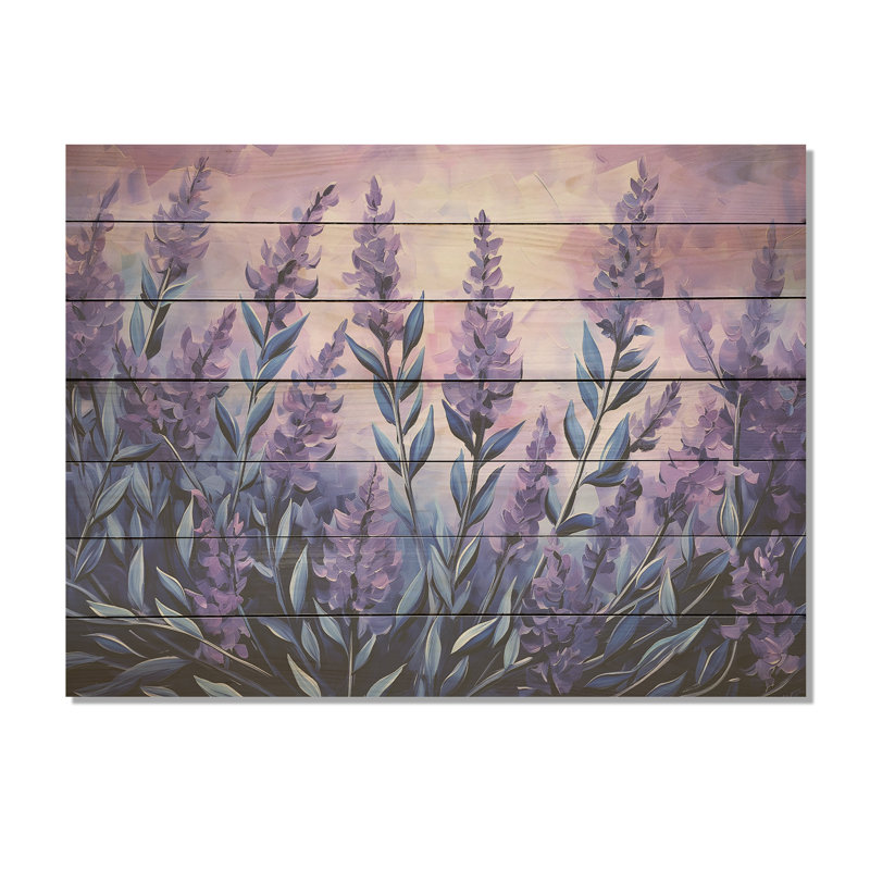 Lavender Serenity I - Floral Herbs On Wood Print, 30" H x 40" W x 0.78" D