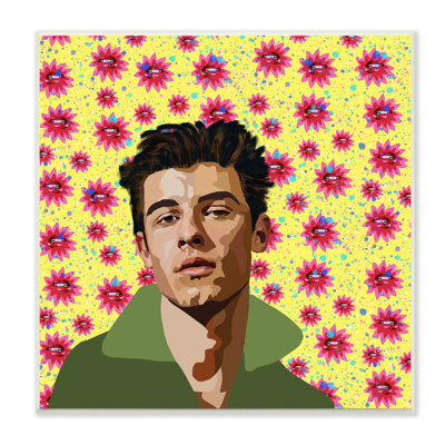 «Groovy Yellow Floral Pattern Modern Mendes Portrait» par Lynnda Rakos - impression